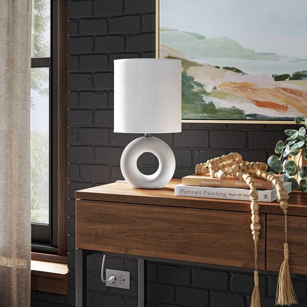 12.5"x6.5" Abstract Ceramic Mini Table Lamp White - Thresholdâ„¢