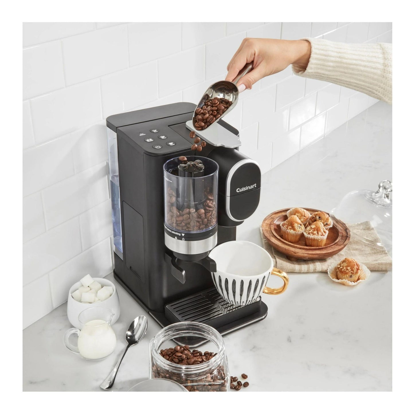 Cuisinart DGB-2 Grind and Brew Single-Serve Brewer with Coffee Canister and Stainless Steel Tumbler in Black