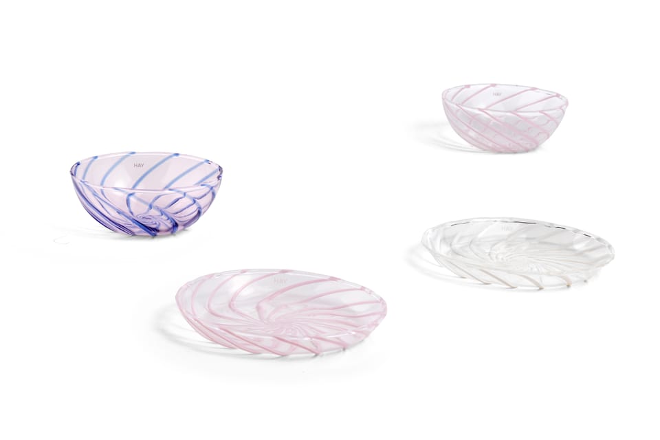 HAY Spin Bowl - Light Pink with Blue Stripes100197549