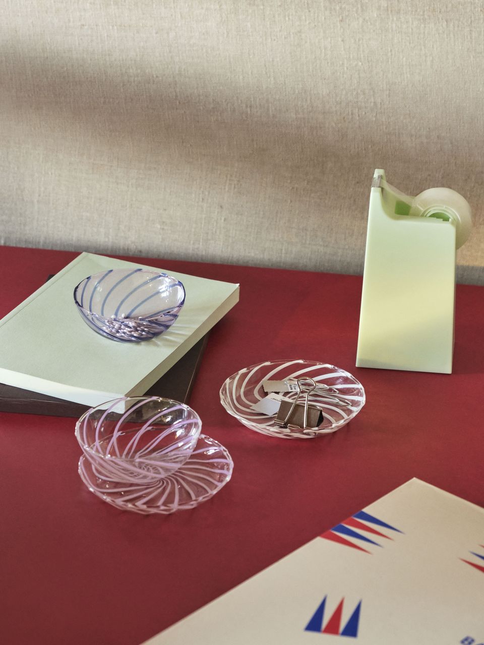 HAY Spin Bowl - Light Pink with Blue Stripes100197549