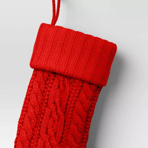 20" Cable Knit Christmas Stocking - Wondershop™- Red