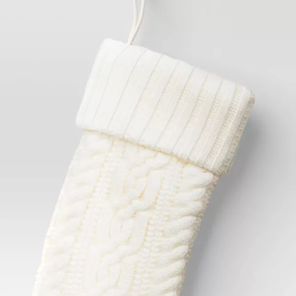 20" Cable Knit Christmas Stocking - Wondershop™- White