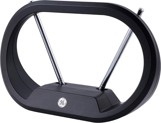 GE Modern Loop Indoor HDTV Antenna 30 Mile Range 4K Ultra HD 1080p VHF UHF 33675