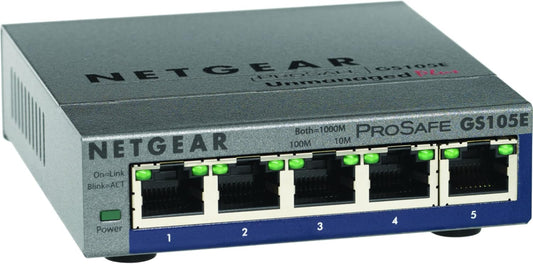 Netgear – Commutateur Gigabit Ethernet Netgear ProSafe Plus à 5 Ports (GS105E-200NAS)