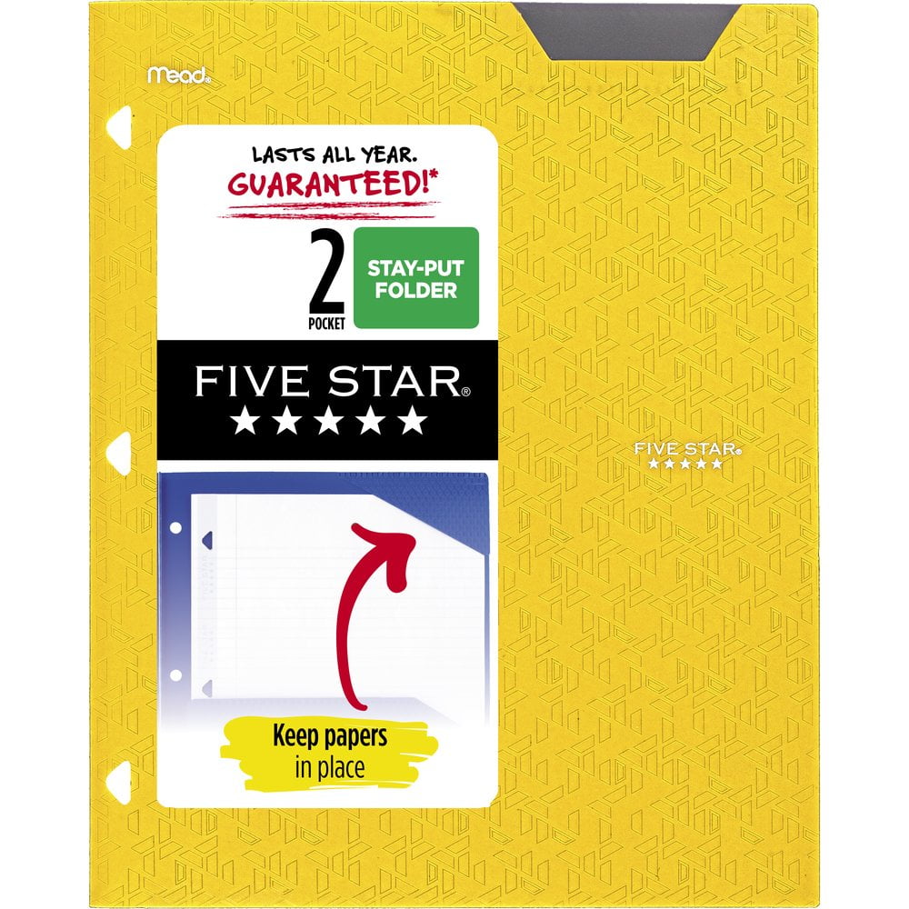Five Star Poly Portfolio Snap In 2 Pocket Harvest Yellow