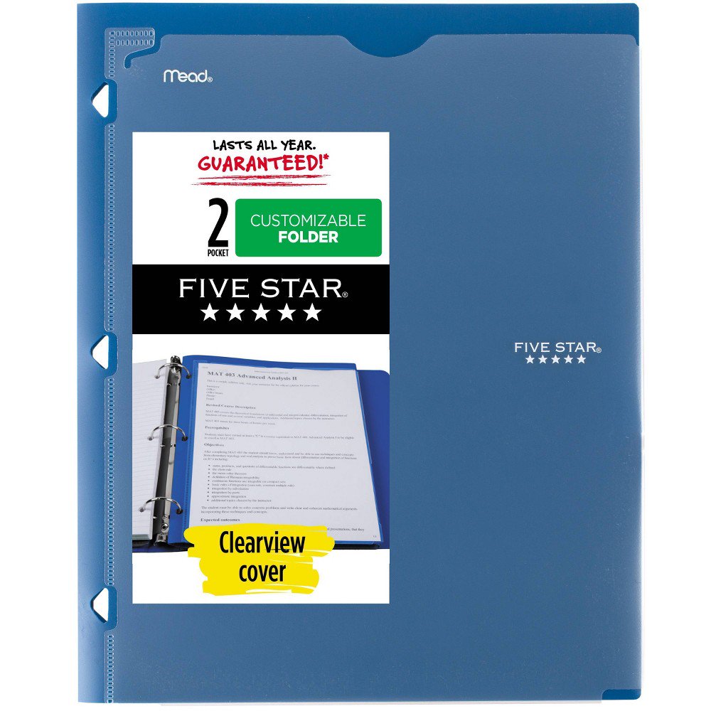 Five Star Poly Customizable Portfolio Pacific Blue