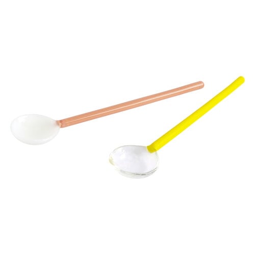 HAY Glass Spoons - Round / Set of 2, Bright Yellow & Brown100425178