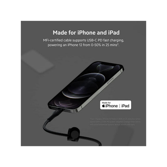 Belkin BoostCharge Pro Flex Braided USB-C to USB-C Charger Cable (2M/6.6FT) USB-IF Certified Power Delivery PD Fast Charging Cable for iPhone 15 Seri