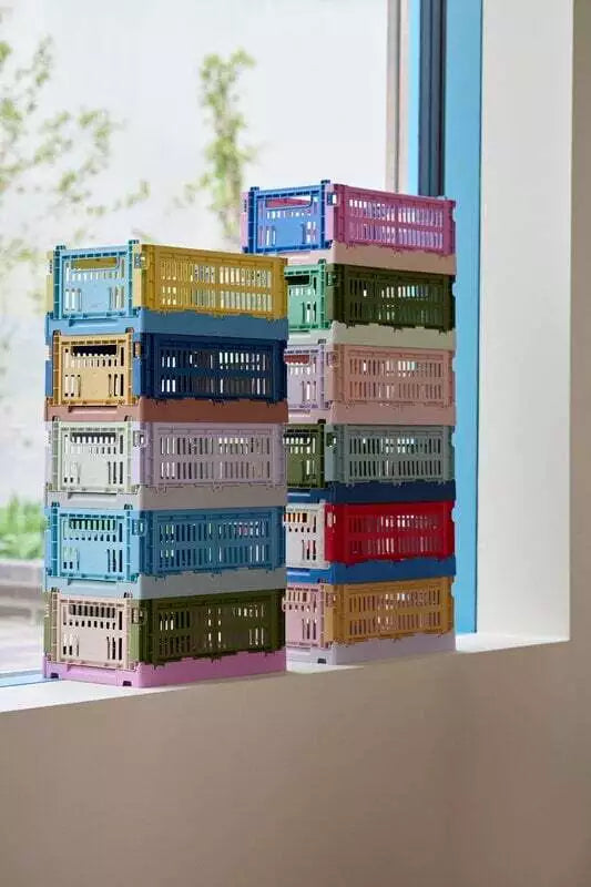 HAY Recycled Mixed Colour Crate - Small, Dark Blue