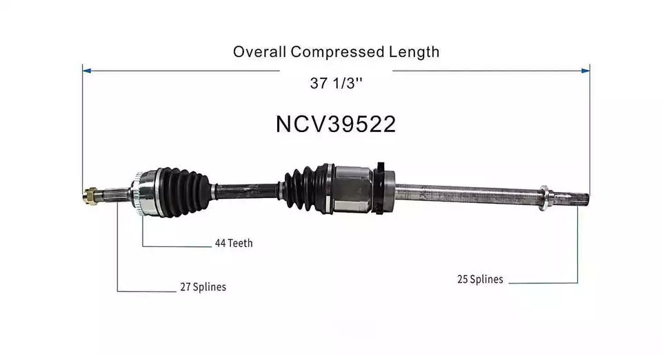 Surtrack CV Axle Shaft Front Passenger Side -NI-8114 1999 to 2002 Model Infiniti
